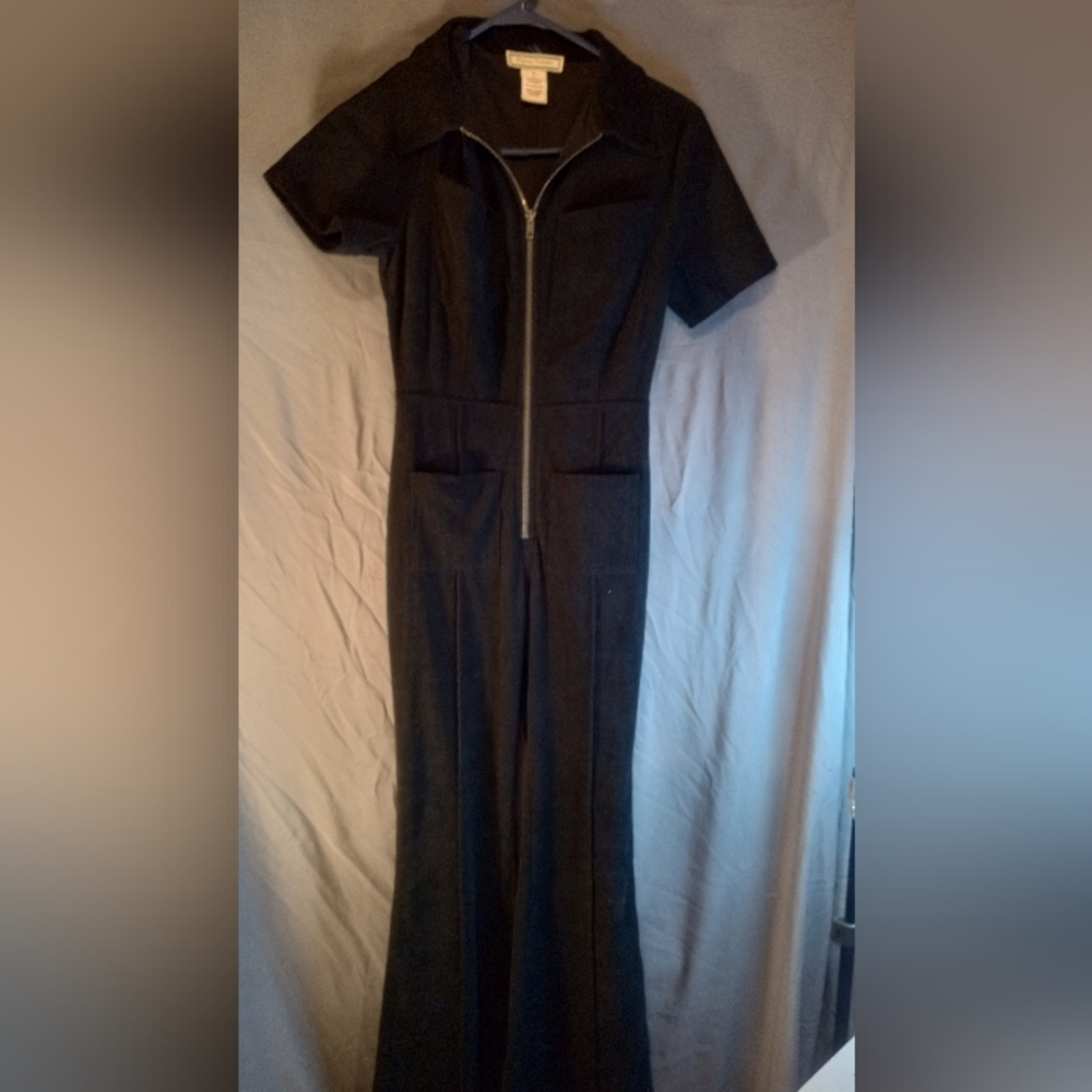 Flying Tomato Stylish Retro Zippered Black Jumpsuit